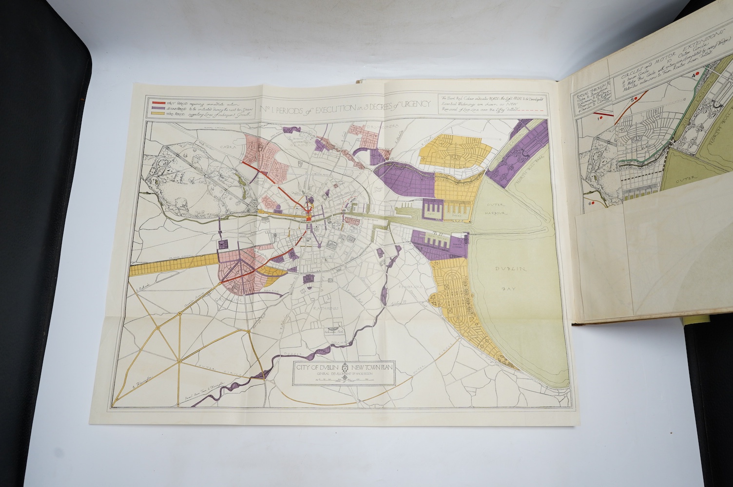 Abercrombie, Patrick & Others - Dublin of the Future: the new town plan ... frontis., num. plates and plans (incl. 5 large folded and coloured plans); cloth backed paper boards, 4to. Liverpool University Press and Hodder